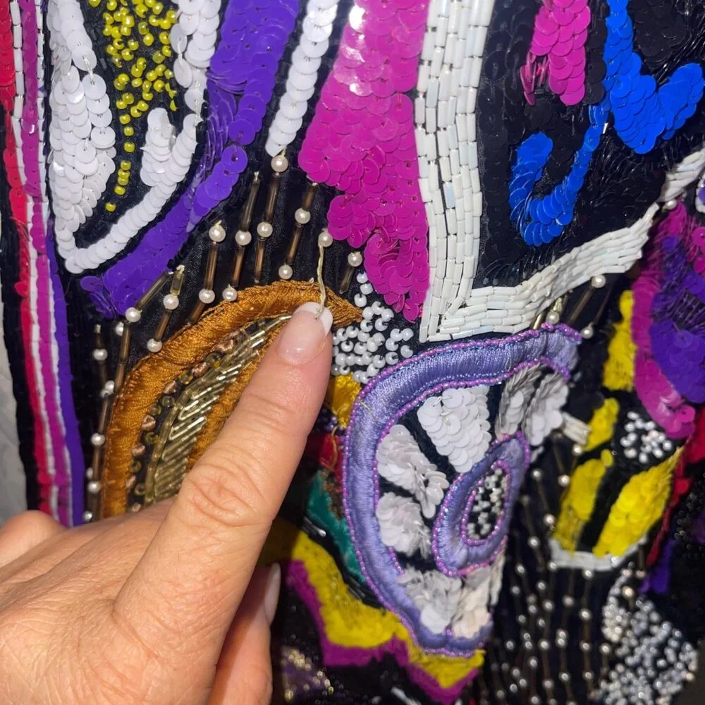 Judith Ann Creations Vintage Womens Beaded Cropped Jacket Size Large Multicolor - Picture 12 of 16